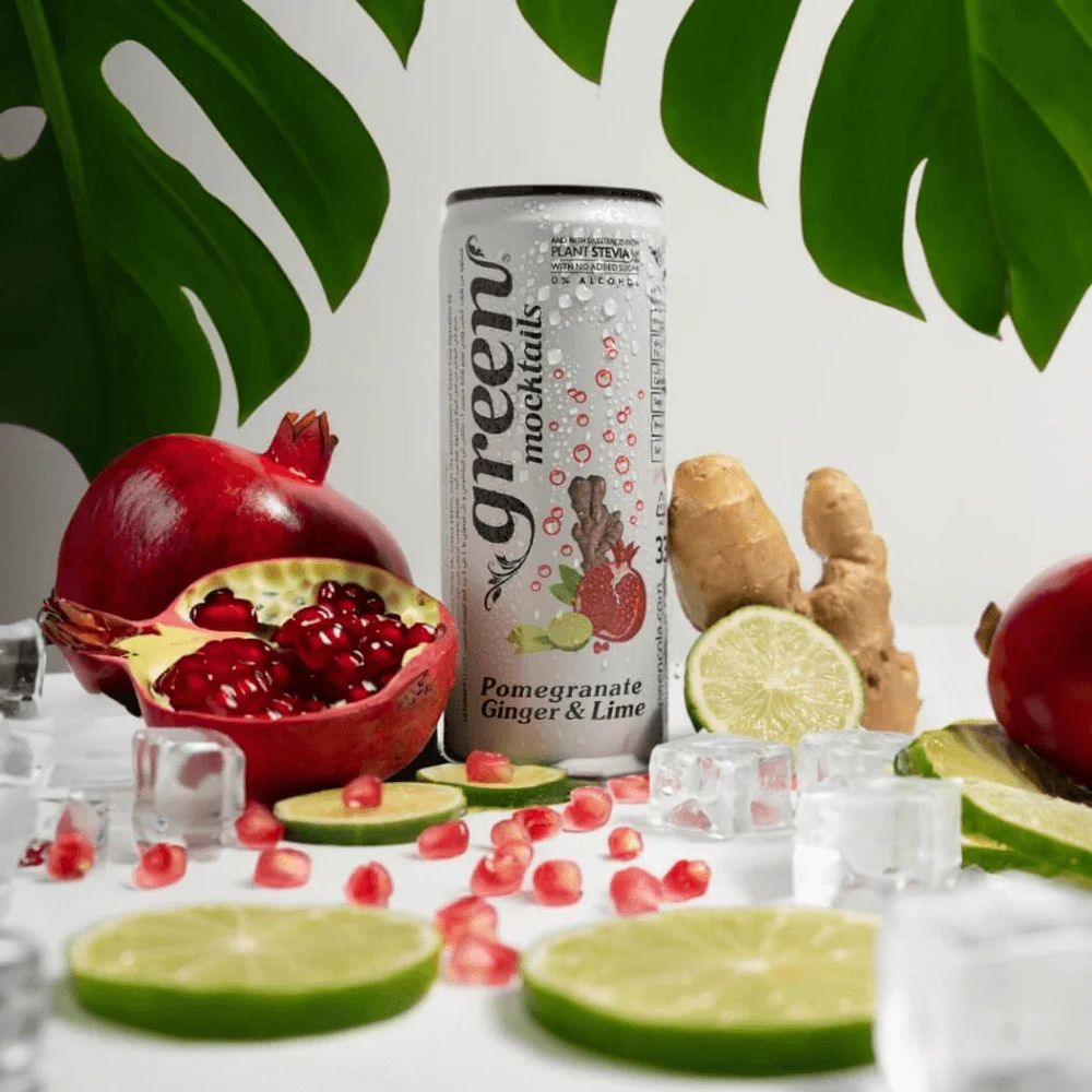 Green Mocktails with Pomegranate, Ginger and Lime  - 4x330ml - Image 2