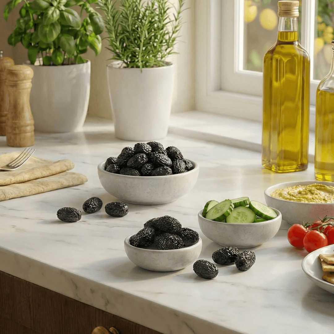 Hand-Picked Throuba Olives from Thasos – Naturally Cured Greek Elegance (3×200g) - Image 3